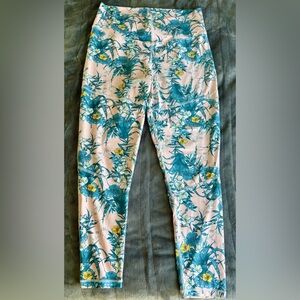Blackstrap Made in the USA Pink & Green Floral Leggings Size XL